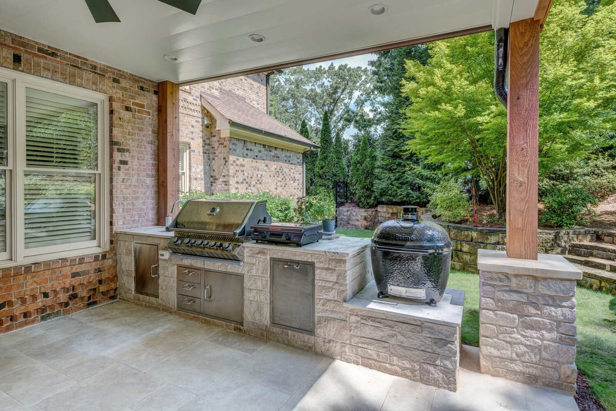 Modern kitchen island with pendant lights in whole home remodel by Silver Oak Remodel in Atlanta, GA