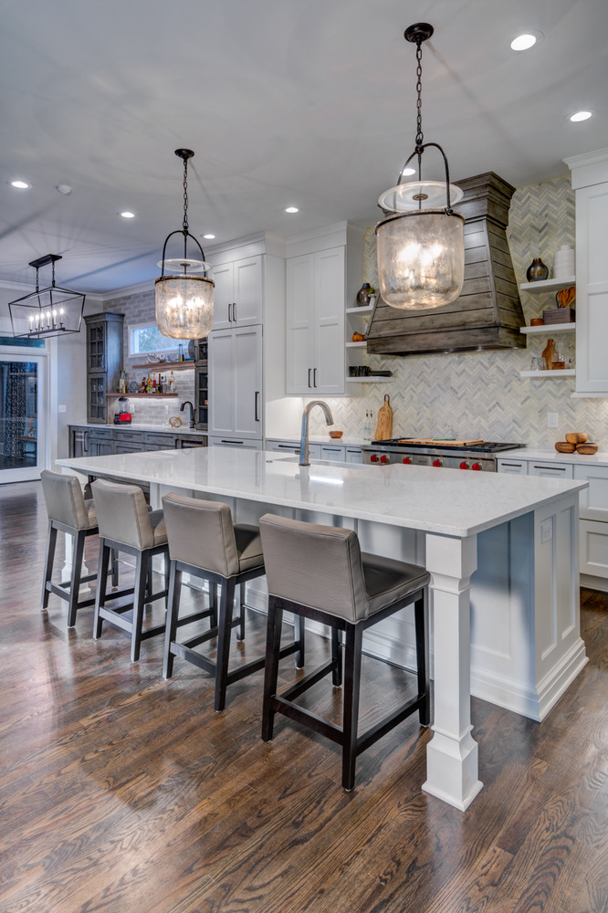 Rustic-style bar and prep area with wood cabinetry by Silver Oak Remodel in Atlanta, GA