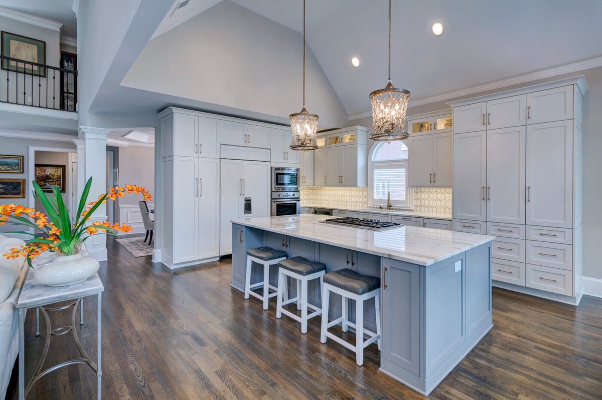 Luxury kitchen remodel in Sandy Springs, GA with built-in appliances and shaker cabinets by Silver Oak Remodel